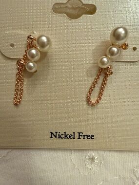 Pearl Cluster Drop Earrings in Gold-Tone